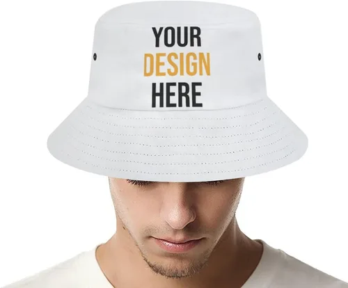 Vista 4 de Sombreros de pescador personalizados para mujeres y hombres, diseño de tu propio texto, logotipo, imagen, foto, sombreros personalizados ajustables