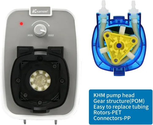 Vista 3 de Kamoer KCPA600 24V Bomba peristáltica Bomba dosificadora líquida de alto caudal 6.1-17.6 fl oz/min ajustable, tubo Norprene 0.157 in ID x 0.283 in OD