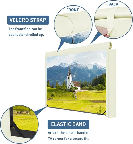 Vista 4 de Easy-Going Funda de TV para exteriores con plano frontal enrollable, impermeable y resistente a la intemperie para televisores de pantalla plana