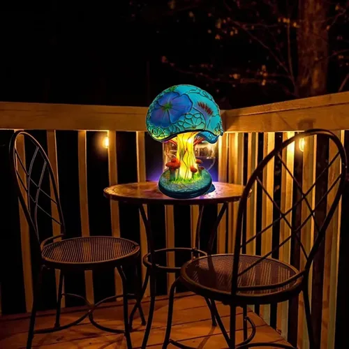 Vista 6 de Lámpara de Mesa de Resina de Vidrio Creativa en Forma de Seta, Luz Nocturna Mini de Vidrio Manchado de 5.9 Pulgadas, Decoración Bohemia
