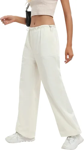 Vista 5 de DECIVI Pantalones de paracaídas para mujer Y2K Pantalones elásticos de cintura baja con cordón de ajuste holgado