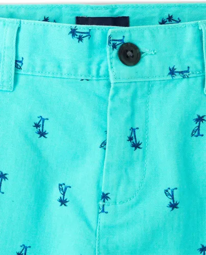 Vista 3 de The Children's Place boys Print Chino Shorts Blue Radiance
