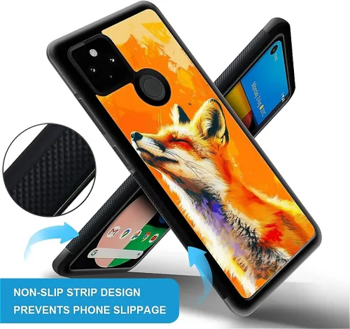 Vista 555 de Compatible con Google Pixel 4A 5G Mobile Case Creative Acrylic Panel trasero Silicona Protección Grip especialmente diseñado para Google Pixel 4A 5G