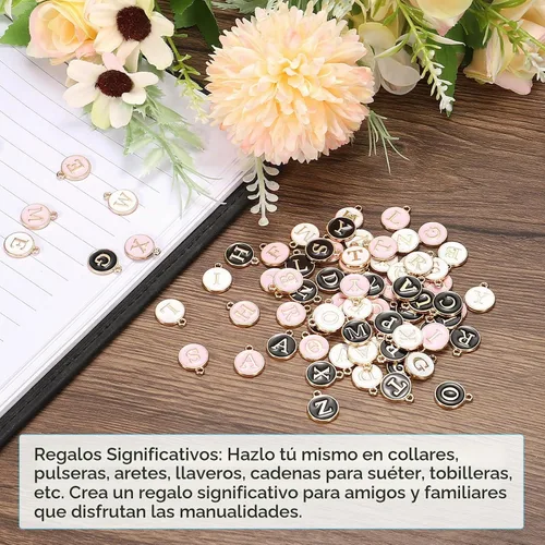 Vista 5 de MECCANIXITY Dije de Letras del Alfabeto de Doble Cara, para Hacer Collar, Pulsera, Pendientes, Joyería