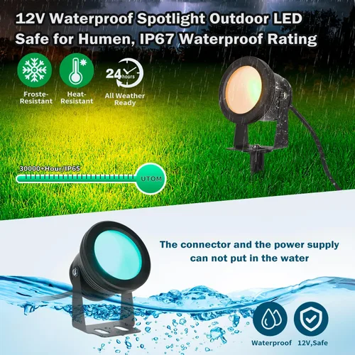 Vista 3 de Luces inteligentes para exteriores, luces de patio trasero de 15 W con enchufe de EE. UU., control de aplicación de 12 V, focos