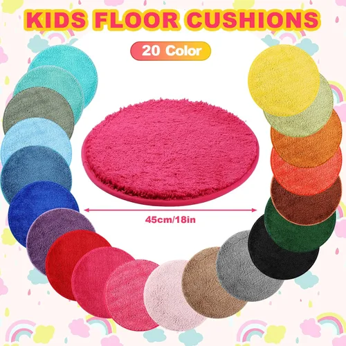 Vista 3 de Drydiet 20 tapetes para niños de 18 pulgadas, redondos, coloridos círculos, suaves y cálidos, cojines de arco iris para escuela, familia, guardería