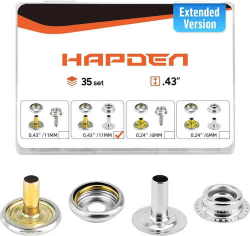 Vista 10 de Hapden - Kit de 105 piezas de broches de presión extendidos para lonas, broches resistentes, de acero inoxidable para tela, cubierta de barco