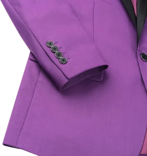 Vista 6 de Boyland Traje de 2 piezas para hombre, color sólido, chal, solapa, un botón, chaqueta del mismo color, pantalones de negocios, traje de negocios