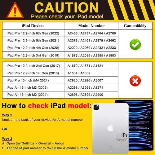 Vista 2 de MEEgoodo para iPad Pro M2 12.9 Funda 6ª/5ª/4ª/3ª Generación 2022 2021 2020 2018 con Soporte para Lápiz, Funda para Tablet con Parte Trasera de TPU