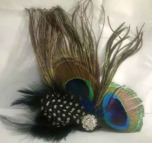 Vista 3 de Sheliky Tocado de plumas de pavo real para el pelo diadema de boda fiesta para mujer