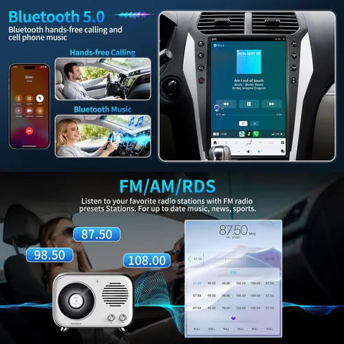 Vista 7 de Radio de coche para Ford Explorer 2011-2019 Actualización de radio con pantalla estilo Tesla de 14.4 pulgadas Unidad principal con Carplay