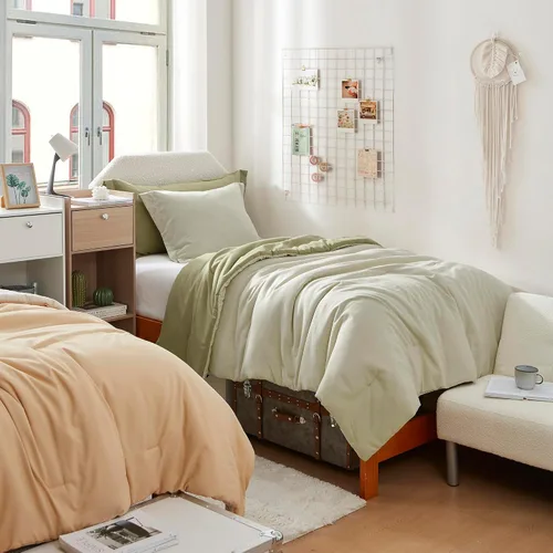 Vista 6 de Dorm Haul® Cozy College - Juego de edredón para cama individual XL - Leche de olmo/avena