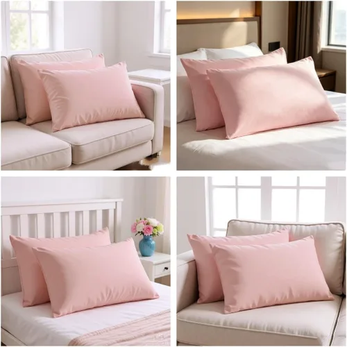Vista 5 de Mohap Funda de almohada con cremallera, 4 piezas, microfibra cepillada 1800, calidad de hotel, súper suave, no se encoge, no se decolora, color Rosa