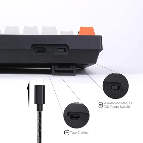 Vista 6 de Keychron C2 - Teclado mecánico de juegos con cable de 104 teclas para Mac con interruptor rojo Gateron G Pro retroiluminación LED blanca teclas ABS