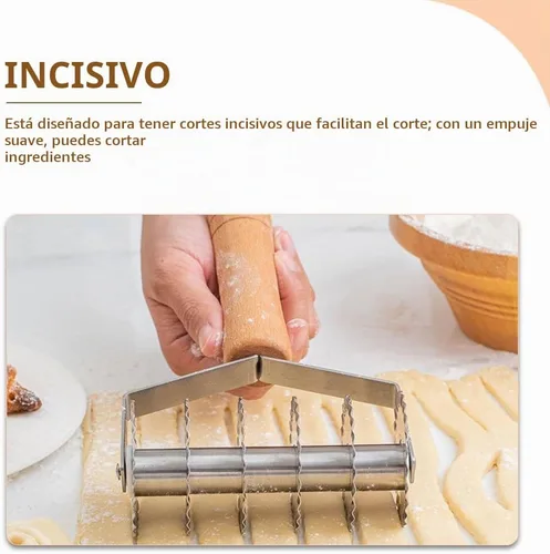Vista 9 de UPKOCH Cortador de pastelería de acero inoxidable con mango de madera masa