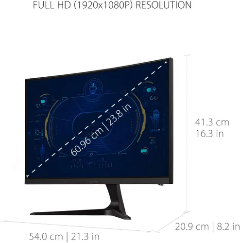 Vista 5 de ViewSonic VX2418C Monitor curvo para juegos de 24 pulgadas, 1080p, 180Hz y 1 ms para un juego suave, tecnología FreeSync Premium y cuidado ocular