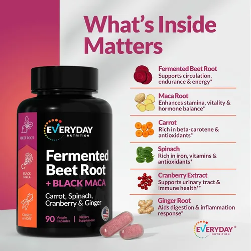 Vista 6 de Raíz de Remolacha Fermentada Orgánica, Maca Negra, Zanahoria, Espinaca, Arándano, Jengibre Mejora la Salud General para Mujeres y Hombres