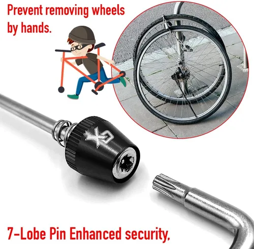Vista 2 de ONIPAX Pasador de bloqueo antirrobo para bicicleta de 7 lobos, seguro para el cubo de la rueda de bicicleta