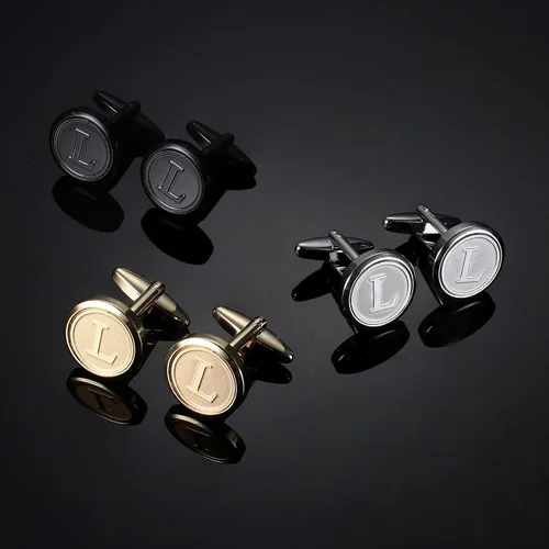 Vista 7 de LOLIAS 3 pares de gemelos con iniciales para hombre, juego de gemelos clásicos para hombre, estilo casual a formal, con caja de regalo, gemelos