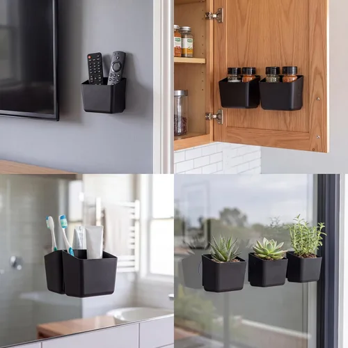 Vista 4 de AIRSTIK Soporte para teléfono con soporte de cristal para cuna y taza, reutilizable, impermeable, organizador de almacenamiento para baño, cocina