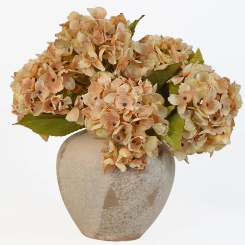 Vista 4 de TOPIA Flores de otoño de seda, hortensias secas artificiales, ramo de otoño, flores secas falsas para decoración del hogar (6 unidades)
