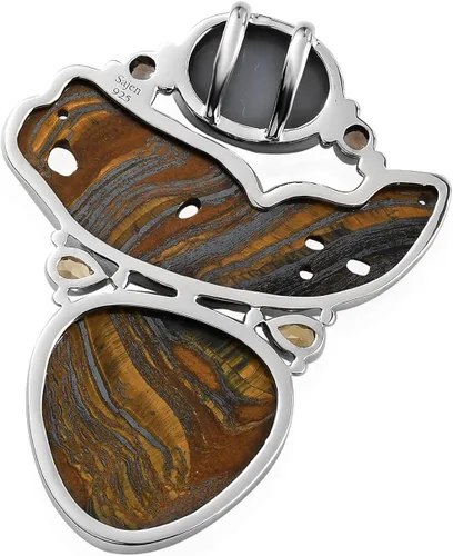 Vista 5 de SHOP LC Tigers Eye Multi Gemstone Trillón tallado 925 plata esterlina chapado en platino colgante para mujeres joyas regalos Ct 83.24 boda