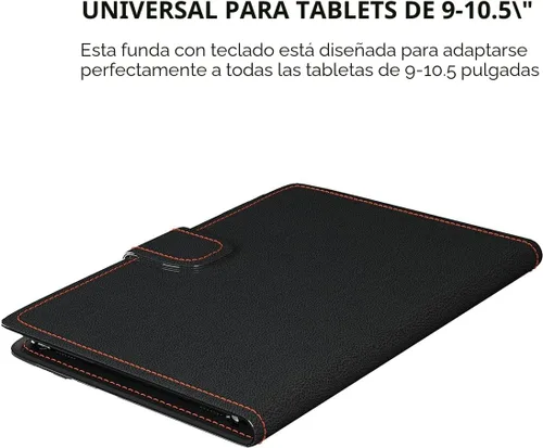 Vista 2 de Funda de teclado TouchPad para tabletas de 9, 9.7, 10.1, 10.2, 10.5, 10.9, 11 pulgadas, teclado inalámbrico Bluetooth 2 en 1 con panel táctil, Negro