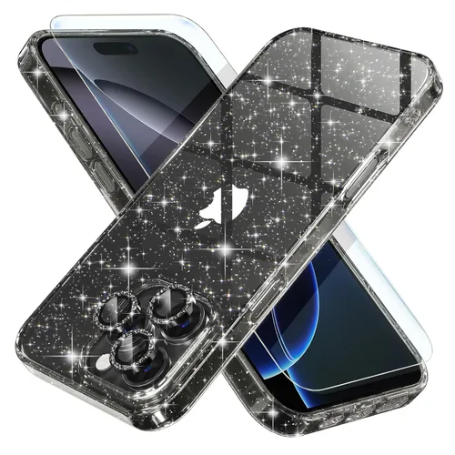 Vista 18 de Choiche, funda para iPhone 14 de mujer, brillante, protección de grado militar, 2 cubiertas de lentes de cámara Diamond, 2 protectores de vidrio