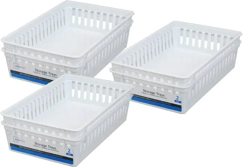 Vista 3 de Bandejas de almacenamiento básicas blancas (6, rectangulares) por Mainstay