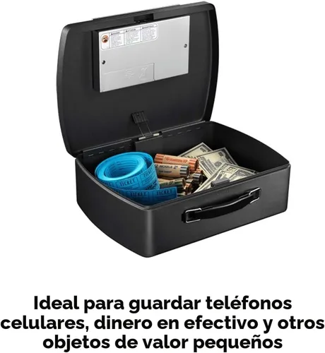 Vista 3 de P021E Caja fuerte de seguridad portátil para crear una combinación propia, 5.6 x 12.8 x 10.4 pulgadas, color negro