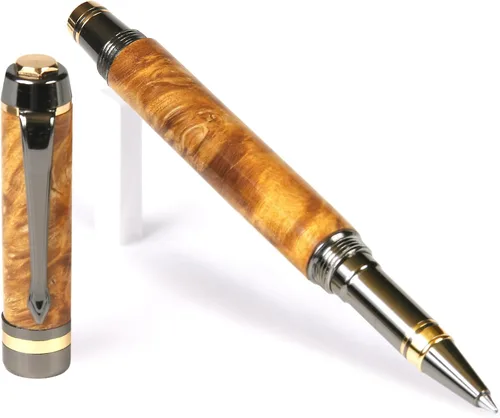 Vista 29 de Lanier Pens Pluma estilográfica Elite - Gun Metal - Negro y Blanco Ébano