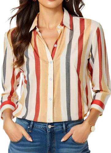 Vista 22 de Camisas sin planchado y sin arrugas para mujer, con botones, de manga larga, de seda de morera, blusas casuales para el trabajo