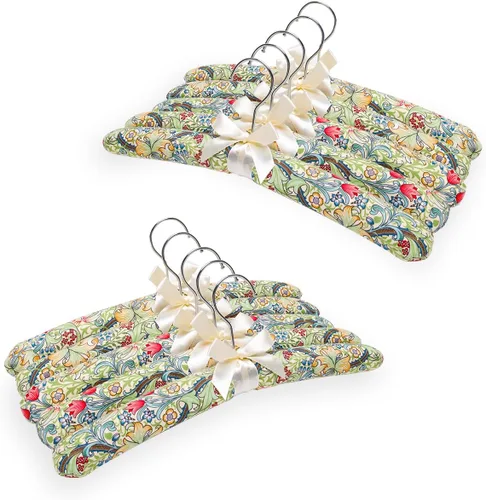 Vista 8 de NEOVIVA Perchas acolchadas para ropa de mujer, perchas acolchadas con estampado floral para mujer, sin ganchos de hombro para adultos, perchas