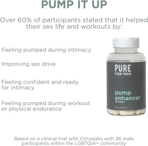 Vista 8 de Pure for Men Potenciador de bomba Suplemento preentrenamiento para bomba muscular, resistencia y aumento del flujo sanguíneo Refuerzo de óxido