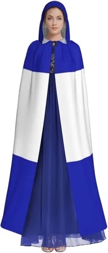 Vista 2 de Capa de bata con capucha para adultos para fiestas de Halloween, Navidad, bandera de El Salvador, disfraz de vampiro con sombrero negro, Negro