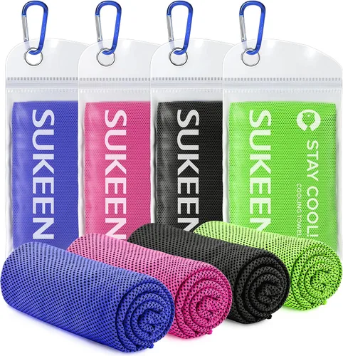 Vista 19 de Sukeen Paquete de 4 toallas refrescantes (40 x 12 pulgadas), envolturas refrescantes para el cuello, toalla de hielo, toalla fría suave
