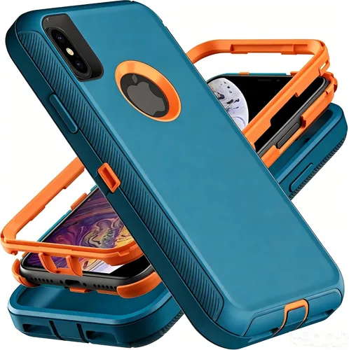 Vista 8 de YmhxcY Funda para iPhone Xs Max, a prueba de golpes, a prueba de caídas, a prueba de polvo, 3 capas, duradera, funda de teléfono de protección
