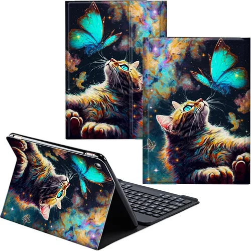 Vista 51 de Funda para Samsung Galaxy Tab S6 Lite 2022/2020 Teclado inalámbrico desmontable y cubierta de soporte de piel sintética Funda protectora