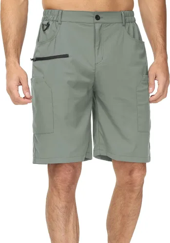 Vista 4 de Fjnbbiot Pantalones cortos de verano para hombre, estilo cargo, de secado rápido, pantalones cortos de golf, 7 bolsillos, Waterproff