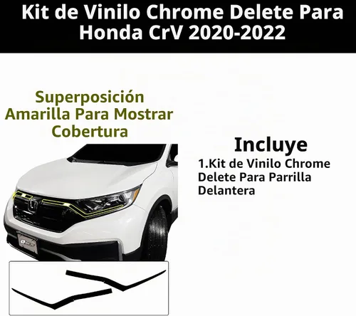 Vista 6 de BOGAR TECH DESIGNS Adhesivo de vinilo para parrilla frontal con eliminación de cromo para parachoques compatible con Honda CR-V 2020-2022, negro