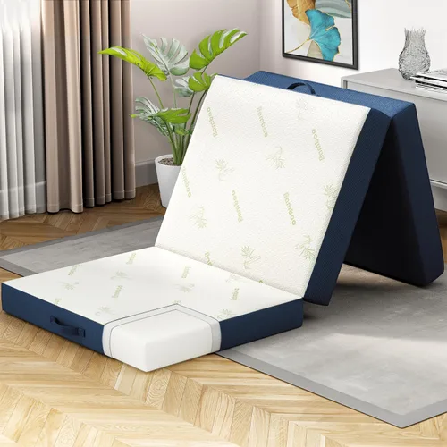 Vista 10 de Cozzzi Colchón plegable individual de 4 pulgadas para suelo y viajes con funda extraíble, colchón ligero y portátil para adultos y niños, compacto