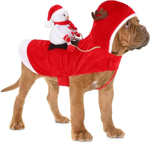 Vista 24 de BWOGUE Disfraz de Navidad de Papá Noel para perro, disfraz de cosplay para perros pequeños, medianos y grandes, gatos Chef Santa Claus