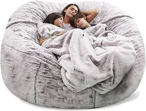 Vista 11 de Puf de 7 pies, funda de sofá para silla, lavable de tela de felpa suave de alta calidad, puf para juegos, tumbona gruesa y perezosa, juguetes