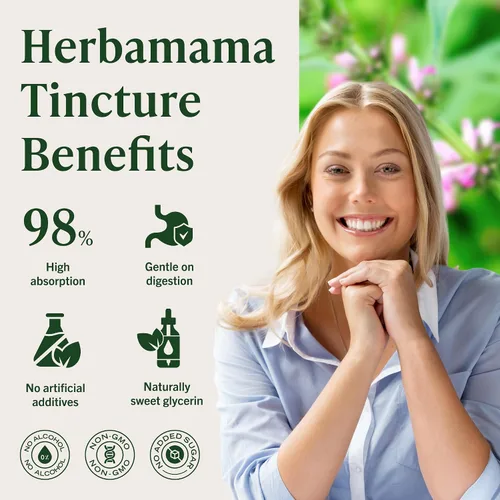 Vista 5 de HERBAMAMA Extracto líquido de Motherwort de 2 onzas líquidas, vegano, suplemento de hierbas orgánicas para apoyar la salud del corazón, la función