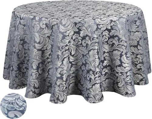Vista 8 de Tektrum Mantel redondo de damasco jacquard de 90 pulgadas, resistente al agua, a prueba de derrames, resistente a las manchas, sin arrugas, ideal