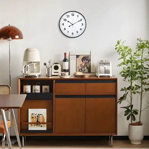 Vista 5 de LEIKE Reloj de pared grande de metal de 24 pulgadas, color negro, cuarzo silencioso retro, funciona con pilas, decorativo para patio, cocina, sala
