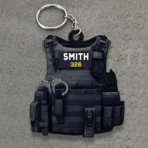 Vista 3 de Llavero personalizado para oficiales de policía, regalo de policía personalizado para él, llavero de policía personalizado, regalos de policía