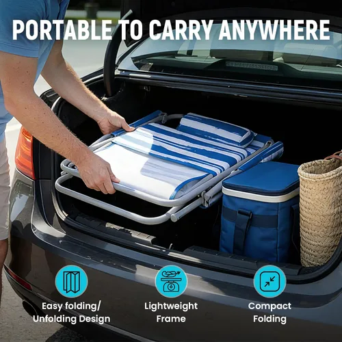 Vista 5 de #WEJOY Silla de playa de respaldo alto para adultos, sillas de playa resistentes para adultos con reposacabezas, silla portátil ligera para acampar