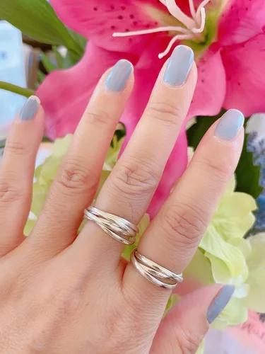 Vista 3 de MINDDHA Anillos de plata de ley, anillos de plata entrelazados, anillo de triple fila, anillo de cinco filas, Navidad, San Valentín, cumpleaños, día