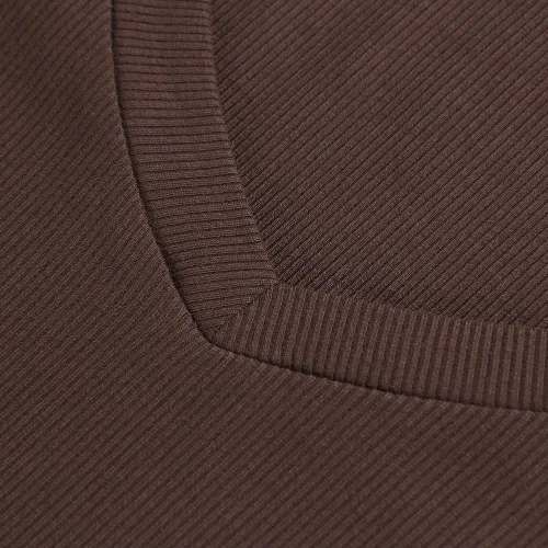 Vista 3 de PALINDA Camisetas ajustadas con cuello en V y acanaladas para mujer, básicas, de manga larga, color liso